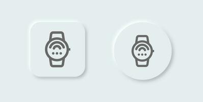 Connect smartwatch line icon in neomorphic design style. Smart device signs vector illustration.