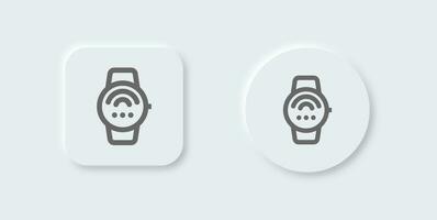 Connect smartwatch line icon in neomorphic design style. Smart device signs vector illustration.