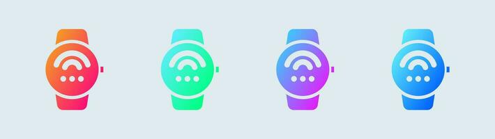 Connect smartwatch solid icon in gradient colors. Smart device signs vector illustration.