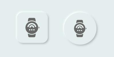 Connect smartwatch solid icon in neomorphic design style. Smart device signs vector illustration.