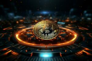 AI generated Bitcoin future Illustration for graphics, marketing, promotion, stock trade, forex photo