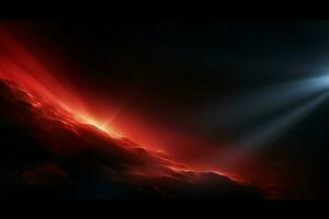 AI generated Dramatic space Abstract red light on black background with copy photo
