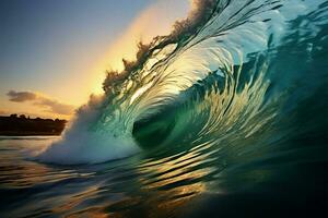 ai generado ola gráfico surf vibraciones con un grande mar Oceano ola foto
