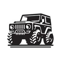 geometric monochrome illustration logo of offroad car vector