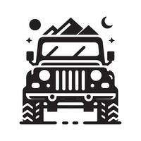 geometric monochrome illustration logo of offroad car vector