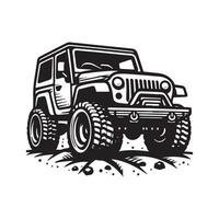 rustic hand drawn logo illustration of off road car vector