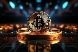 AI generated Digital currency Bitcoin illustration for graphics, marketing, stock trade, forex photo