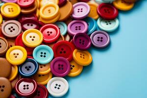 AI generated Vivid accents Multicolored sewing buttons for creative textile embellishments photo