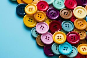 ai generado vívido acentos multicolor de coser botones para creativo textil adornos foto