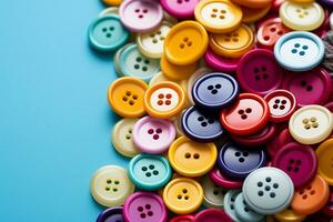 AI generated Colorful array Sewing buttons in a spectrum of vibrant hues photo