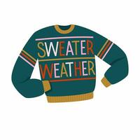 Card in the form of a sweater with the inscription sweater weather vector