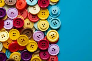 AI generated Colorful array Sewing buttons in a spectrum of vibrant hues photo