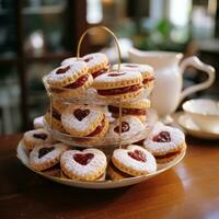 AI generated heartshaped raspberry cheesecake cookies photo