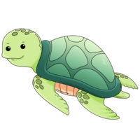 mer tortue mignonne dessin animé mer animal ensemble png