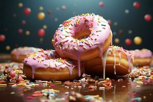 AI generated Donut festivity Indulging in delicious treats for National Donuts Day celebration photo