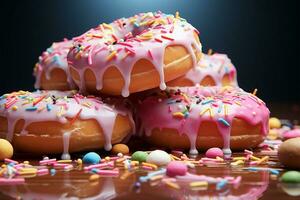 AI generated Donut festivity Indulging in delicious treats for National Donuts Day celebration photo