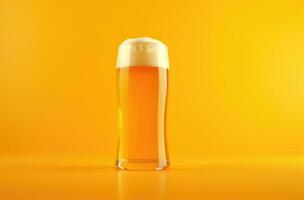 AI generated a glass of beer on an orange background photo