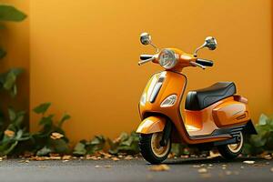 AI generated Mini motorbike Car driver toy on motorcycle, grass background fun photo