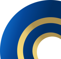 Blue gold rounded corner. Corner design element png