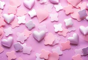 AI generated a pink background with many pink hearts and star photo