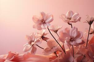 ai generado rosado flor ramo de flores en un rosado antecedentes foto