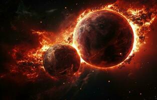 AI generated an image of two planets in the outer space photo