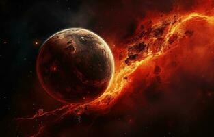 AI generated an image of two planets in the outer space photo