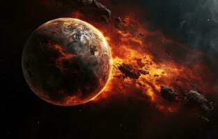 AI generated an image of two planets in the outer space photo
