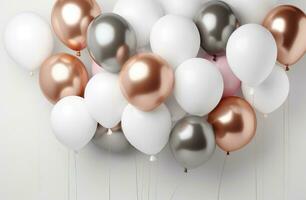 AI generated balloons in different colors are flowing in the background photo