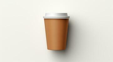 AI generated coffee cup empty mockup top view photo