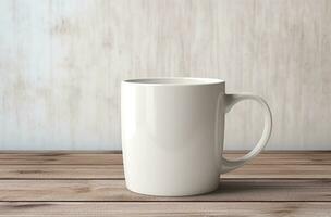 AI generated coffee mug with a white mug on a table photo