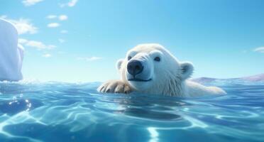 AI generated close up polar bear resting on ice floes photo