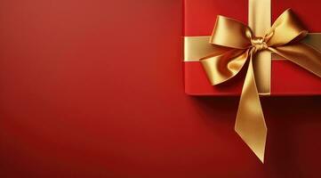 AI generated an adorned ribbon wrapping red gift christmas gift photo