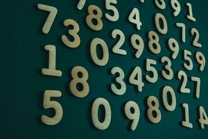 Background or texture of numbers. Finance data concept. Mathematic. Banking or currency. Business and economic growth. photo