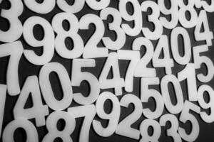 Background or texture of numbers. Finance data concept. Mathematic. Banking or currency. Business and economic growth. photo