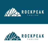 Simple mountain peak logo line rock illustration landscape design vector