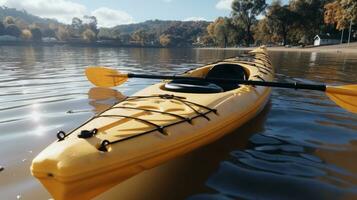 AI generated Canoeing on a tranquil lake surrounded by lush greenery and mountains. Generative AI photo