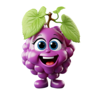 ai generado 3d linda uva mascota png