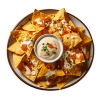 AI generated Top View Delicious Nachos Chips png