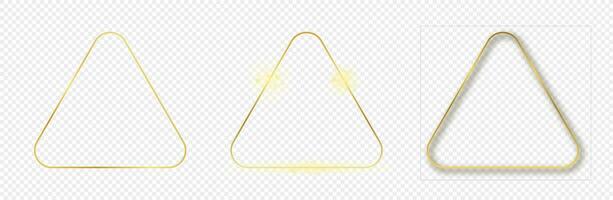 Gold glowing rounded triangle frame vector