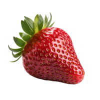 ai generato maturo rosso fragola con verde le foglie png