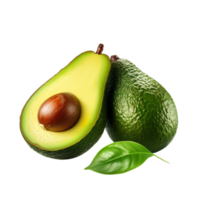 AI generated Fresh Avocado Halves and Whole with Leaf png