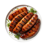 AI generated Grilled Sausages with Fresh Parsley Garnish png