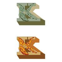 Art Federal Initial Caps Font Capital Letter K vector design