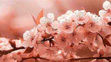 ai generado sakura flores durante Mañana amanecer, color de el año 2024. ai generado. foto
