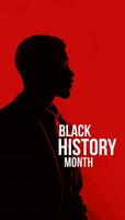 Black History Month banner design with man illustration black and red color photo