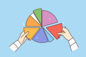 Hands person with financial diagram demonstrating amount of person income or expenses vector