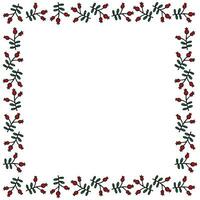 Christmas square frame with holly berries. Empty space. vector