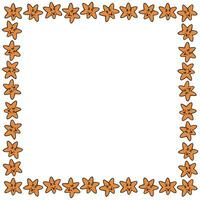 Frame of orange doodle Stars. Doodle Pattern for Card, Banner, Poster. Childish Cute Border with Primitive Doodles vector