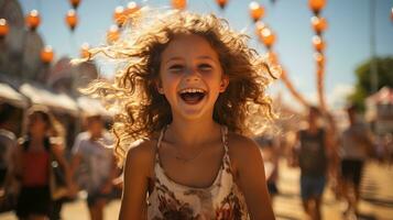 ai generado animado diversión parque, familias disfrutar un día lleno de la risa y excitación. generativo ai foto